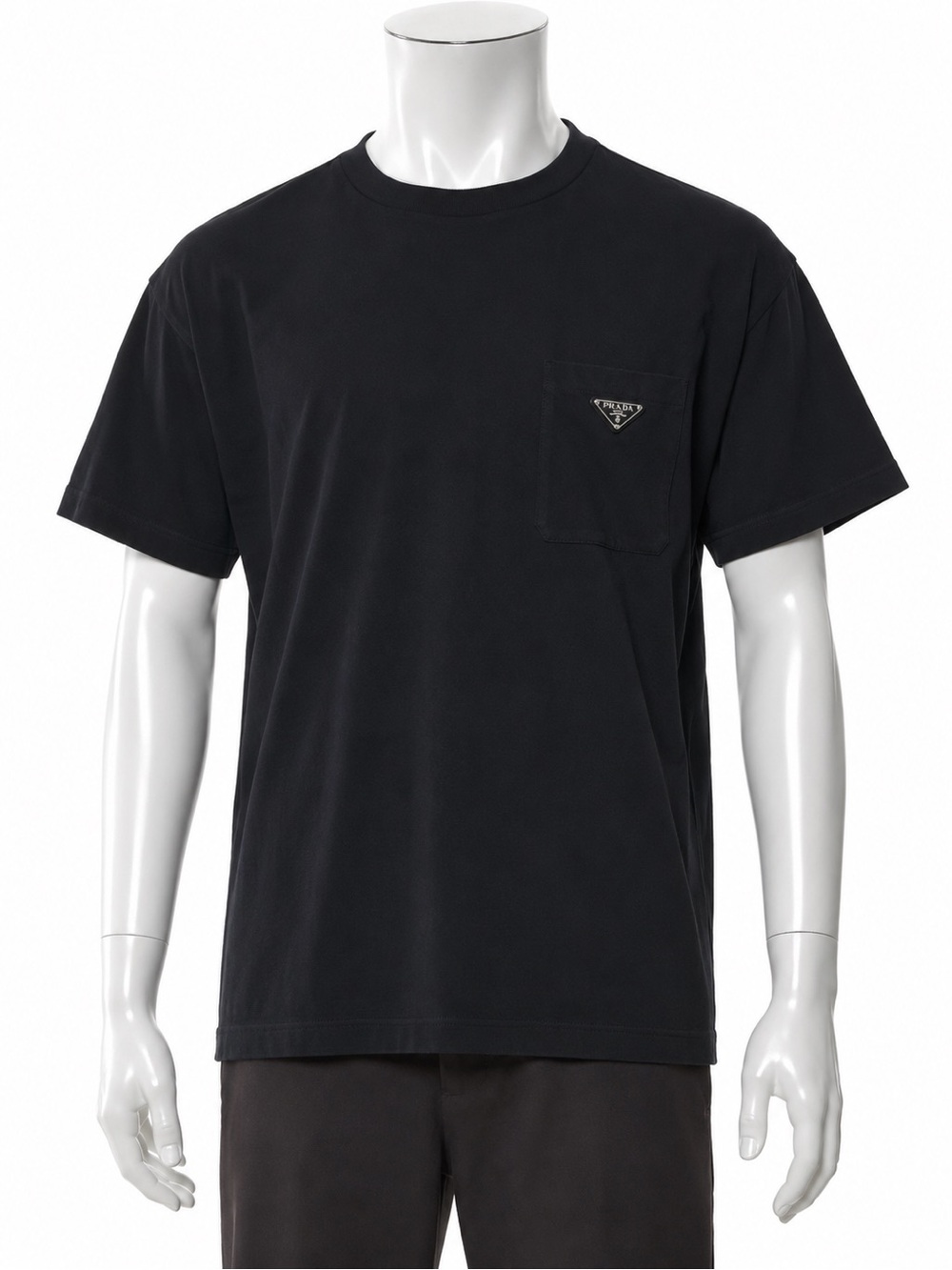 Prada Black Triangle Logo Pocket T-Shirt Men’s Medium M Cotton Tee